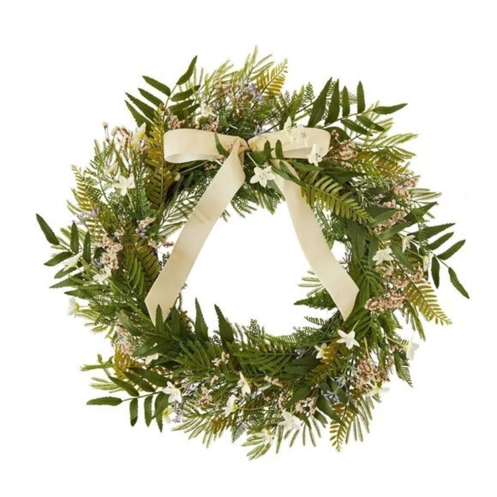 My Texas House‎ 20" Greenery Wreath with Ivory Bow – Easter 2025